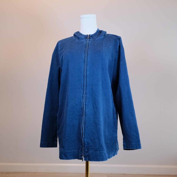 J. Jill Pure Jill Indigo Womens Sweater M Hoodie Sweatshirt Full Zip Athletic - Picture 2 of 14